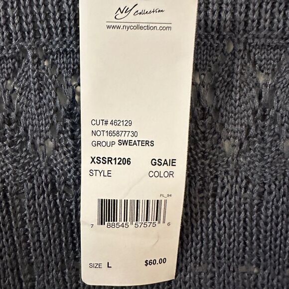 NY Collection Extended Shoulder Open Front Long Cardigan Sweater - Picture 6 of 6